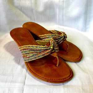 Made In Italy Designer Boho Goddess Fairy Sandals Size 6 Stacked Chunky Heel